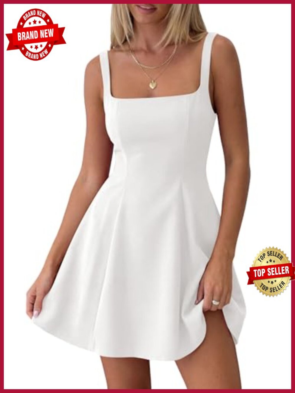 Sleeveless A-Line Mini Dress Square Neck Fit & Flare